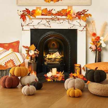 YRXRUS Pumpkin Pillows, Thanksgiving Pumpkin Pillow Set of 2, Green Throw Pillows Fall Room Decoration, Teddy Fleece 6x12&4x7 Inches Accent Cushion Gifts for Holiday