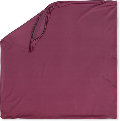 PILLOWY 22x22 Throw Pillowcase (Cover Only) -85/15 Nylon, Spandex -Luxurious, Silky, Stretchy & Soft - 1Pcs Solid Color -A Perfect Choice for Couch Chairs Sofa Bed Adult/Kids Bedroom, Burgundy-Merlot