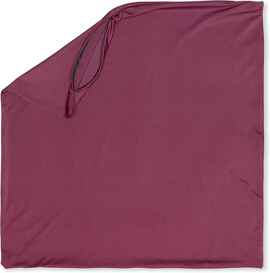 PILLOWY 22x22 Throw Pillowcase (Cover Only) -85/15 Nylon, Spandex -Luxurious, Silky, Stretchy & Soft - 1Pcs Solid Color -A Perfect Choice for Couch Chairs Sofa Bed Adult/Kids Bedroom, Burgundy-Merlot