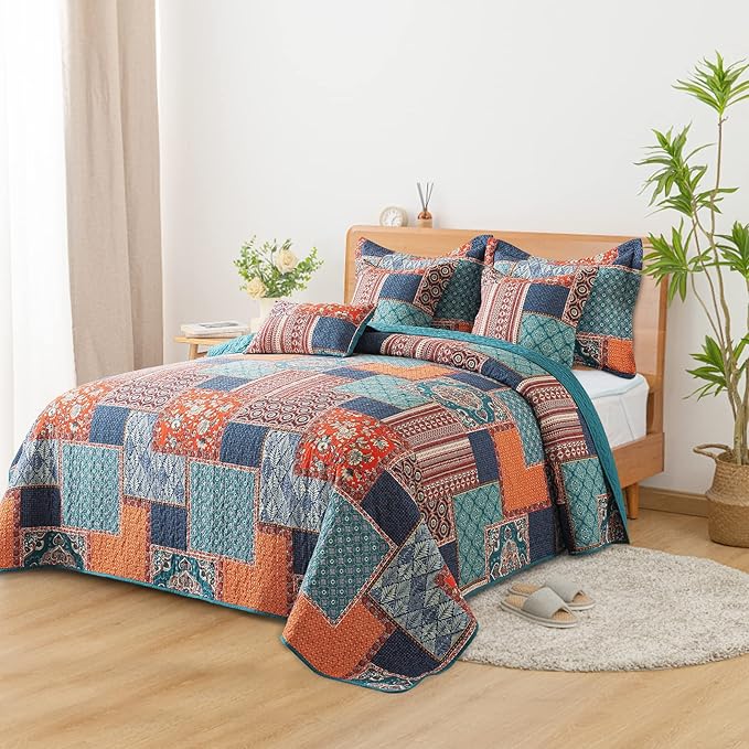 BEDIFANY Cotton Queen Size Quilt Sets, Soft Lightweight Bedspread Queen Size Soft Farmhouse Queen Queen Bedding Sets for Bed Decorations for All Seasons, 3 Pieces