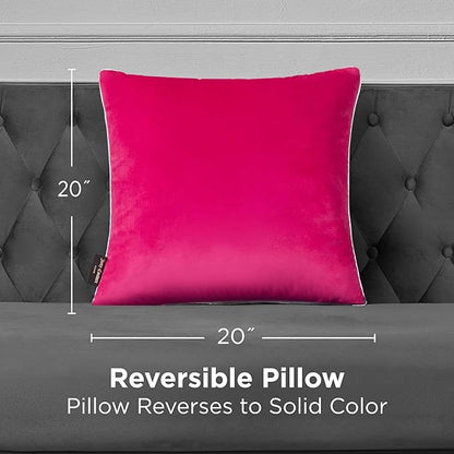 Juicy Couture Square 1-Piece Living Room and Bedroom Décor, Premium Throw Pillow, 20"x20", Hot Pink Rhinestone Crown