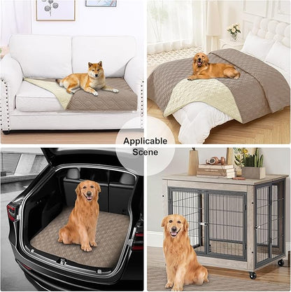Smiry Reversible Waterproof Couch Covers for Sofa, Washable Dogs Pet Couch Covers for 3 Cushion Sofa Pet Friendly, Water Resistant Furniture Protector Slipcover, Geometric (68"x82", Taupe/Beige)