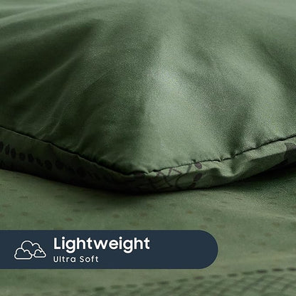 Wake In Cloud - Boho Comforter Set, Farmhouse Bohemian Western Aztec Neutral Aesthetic, Soft Lightweight Bedding, 3 Pieces, Dark Olive Green, Queen Size
