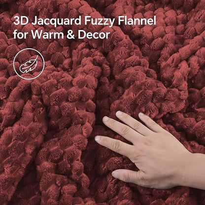 BEDELITE Fluffy Queen Comforter Set - Burgundy Fleece Soft Comforter for Queen Size Bed, Luxury Warm Bedding Set for Winter, Fuzzy Bed Set 3 Pieces (1 Comforter, 2 Pillowcases)