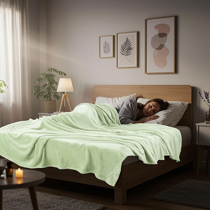 Utopia Bedding Fleece Blanket King Size Sage Green 300GSM Luxury Fuzzy Soft Anti-Static Microfiber Bed Blanket (90x102 Inch)
