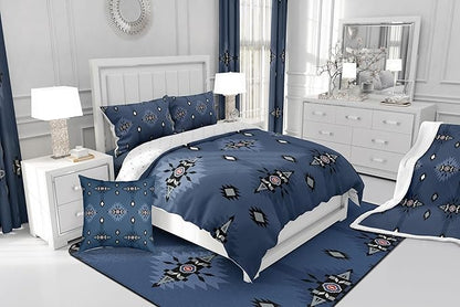 Feelyou Southwest Native Comforter Set Navy Blue Western Bedding Set Twin Size for Kids Boys Girls Teens Room Decor Boho Geometric Tribal Comforter Soft Microfiber