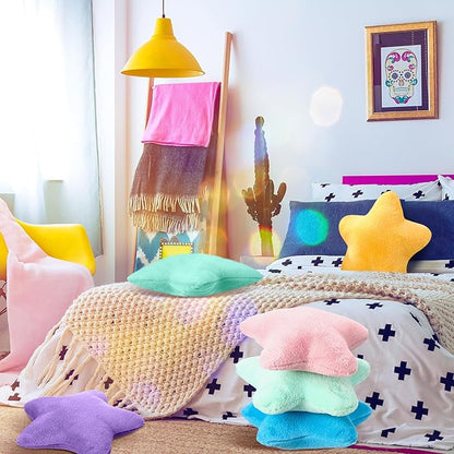 8 Pack Star Shaped Throw Pillow Gifts Decorations Mix Star Plush for Bed Sofa Cute Throw Pillow Plush for Floor Room Sleepover Bedroom Living Room(Cute)