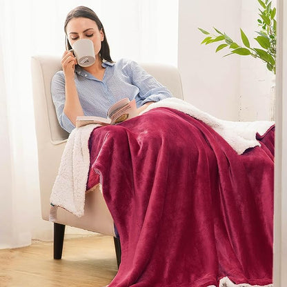Bedsure GentleSoft Sherpa Fleece Blankets King Size for Bed - Thick and Warm Throw for Girls and Women, Soft Fuzzy Plush King Christmas Blanket for Winter, Non-Heated, Red, 108x90 Inches