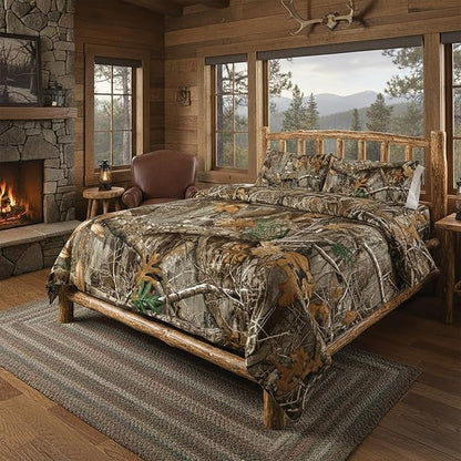 Northwest Realtree 5-Piece King Size Bed in a Bag Set, 1 Comforter, 1 Fitted Sheet, 1 Flat Sheet, 2 Pillowcases, All Seasons Bedding, Edge Camo