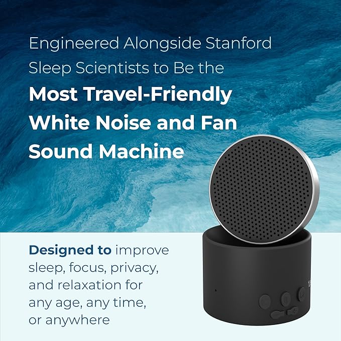 Adaptive Sound Technologies LectroFan Micro 2 - Portable Bluetooth Speaker & White Noise Machine - Compact Sound Machine for Travel - 11 Non-Looping Sounds for Sleep Support - Black
