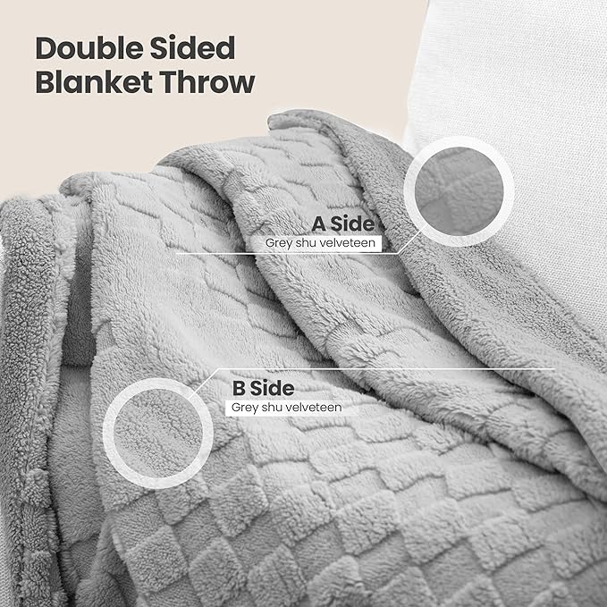 Heated Blanket, 50x60 Inch Electric Blanket, Throw Blanket with 6 Heat Settings and 1-4H Auto Off Timer, Machine Washable, Soft Flannel Fleece for Couches, Beds Office (Grey)