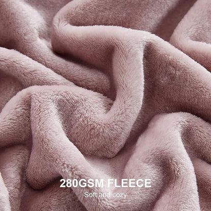 Hansleep Fleece Pink Throw XL Blanket, Super Soft Flannel Fuzzy Plush Cozy Blanket for All Seasons, Pink, Throw XL 50x70 Inches