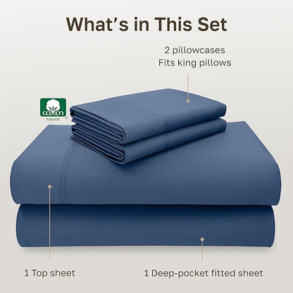 California Design Den Luxury King Size Sheet Set - 100% Cotton, 600 Thread Count Deep Pocket King Sheets, Hotel-Quality Bedding with Sateen Weave - Royal Navy Blue