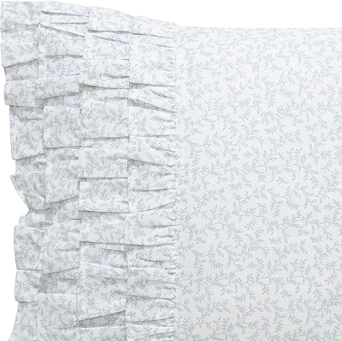 Laura Ashley - Ruffled Throw Pillow, Decorative Home Decor with Envelope Closure (Chloe Blue, 14" x 20")