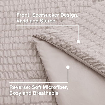 Love's cabin Seersucker Burlwood Twin XL Comforter Set, 5-Piece All Season Lightweight Bed in a Bag Bedding Set with Comforter, Flat Sheet, Fitted Sheet, Pillowcase and Sham | Soft, Lightweight, Breathable