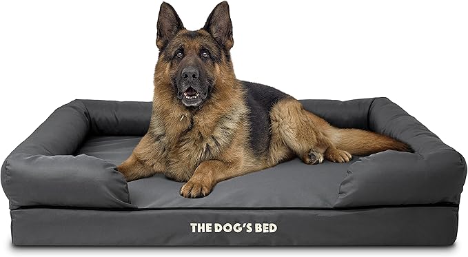 The Dog’s Bed Orthopedic Memory Foam Dog Bed with Bolsters, Oxford Fabric, Grey with Black Trim, XL