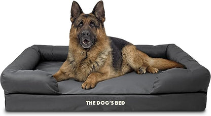 The Dog’s Bed Orthopedic Memory Foam Dog Bed with Bolsters, Oxford Fabric, Grey with Black Trim, XL