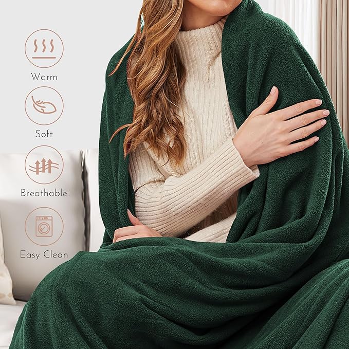 Electric Heated Blanket Full Size 72"x84" Microplush Cover Blanket 4 Heat Settings & 10 Hours Auto Off, Cozy & Breathable, Warm All Night, Grass Green