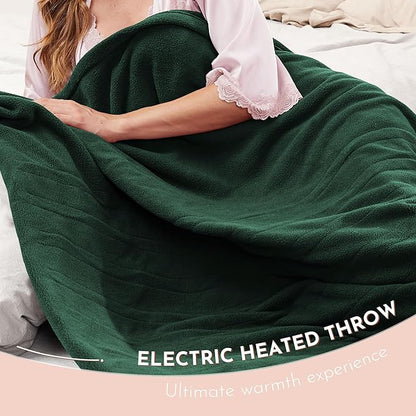Electric Heated Blanket Full Size 72"x84" Microplush Cover Blanket 4 Heat Settings & 10 Hours Auto Off, Cozy & Breathable, Warm All Night, Grass Green