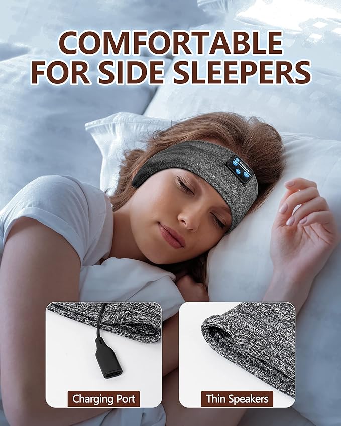 Voerou Sleep Headphones, Bluetooth Headband,Sleeping Headphones with Ultra-Thin Speakers for Side Sleepers,Headband Headphone for Sleeping,Running,Workout,Travel,Yoga,Insomnia,Meditation
