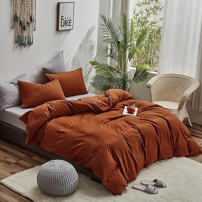 Houseri Burnt Orange Comforter Set California King Rust Orange Bedding Caramel Terracotta Cal King Comforter Sets Soft Comfy Women Men Aesthetic Cinnamon Reddish Brown Bed Quilts Blanket Cal King Size