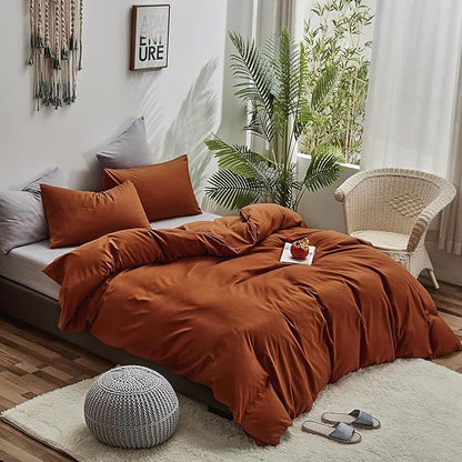 Houseri Burnt Orange Comforter Set California King Rust Orange Bedding Caramel Terracotta Cal King Comforter Sets Soft Comfy Women Men Aesthetic Cinnamon Reddish Brown Bed Quilts Blanket Cal King Size