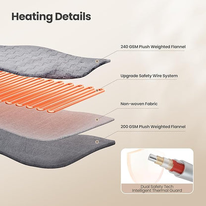 Heated Blanket 50x60 Inch Electric Blanket Throw Blanket with 6 Heat Settings and 1-4H Auto Off Timer, Machine Washable Soft Flannel Fleece for Couches, Beds Office (Beige)
