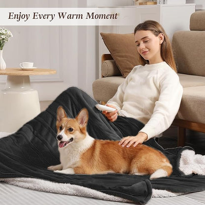 Heated Blanket Queen Size Electric Blankets 84X90in - Dual Control Heated Blankets for Bed with 5 Heat Settings & 10-hr Timer, Over-Heat Protection and Fast Heating Blanket Washable (Charcoal Gray)