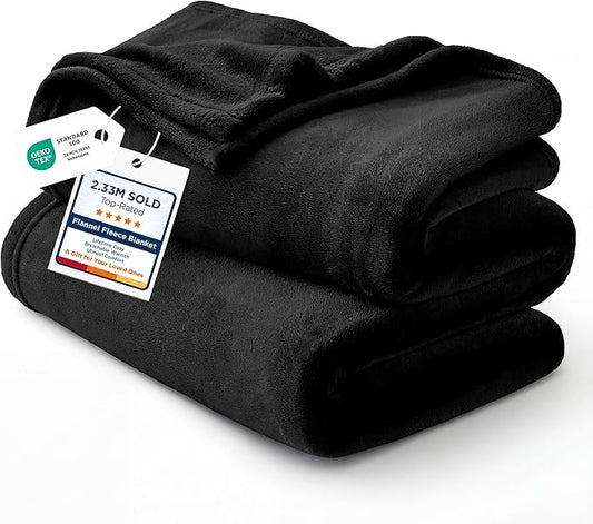 Bedsure GentleSoft Fleece Bed Blankets Full Size Black - Soft Lightweight Plush Fuzzy Cozy Luxury Blanket Microfiber, 84x90 inches