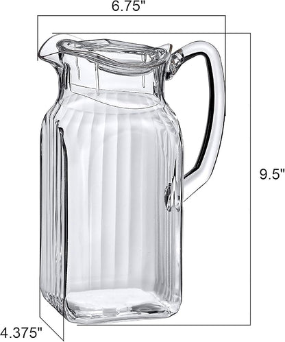 Amazing Abby - Quadly Bandly - Plastic Pitcher (64 oz, 2 Quart), Clear Water Pitcher with Lid, Fridge Jug, BPA-Free, Shatter-Proof, Great for Iced Tea, Sangria, Lemonade, Juice, Milk, and More