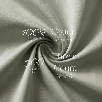 Beckham Hotel Collection 100% Cotton Pillow Cases Standard/Queen Size Set of 2, 500TC, Luxury Sateen Pillowcases, Open End, Breathable, Moisture-Wicking, Aqua Gray