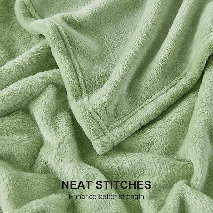 Hansleep Fleece Sage Green King Blanket, Super Soft Flannel Fuzzy Plush Cozy Blanket for All Seasons, Sage Green, King 90x108 Inches