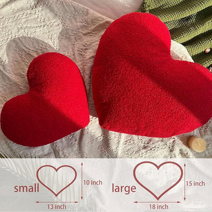 EastTree Heart Pillows, Red Heart Shaped Pillows, Love Throw Pillows, Cute Sherpa Heart Decor, Small Fluffy Pillows, Women Girls Living Bedroom Home Decoration 10x13 Inch