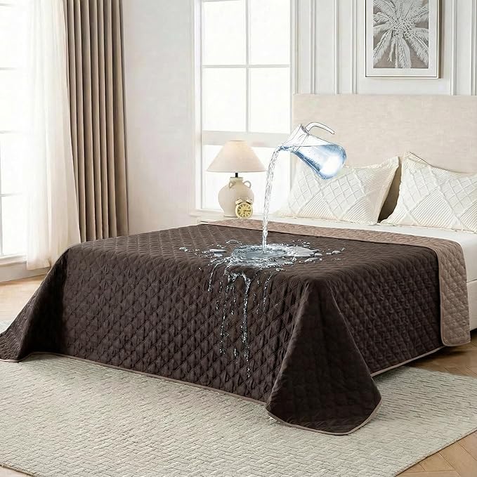 Waterproof Dog Blanket, Couch Cover for Dogs Washable, Reversible Dog Bed Cover, Couch Furniture Protector. (Dark＆Light Brown, 68 X 82 Inch - 1 Pack)