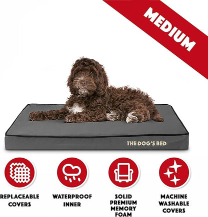 The Dog’s Bed Orthopedic Memory Foam Dog Bed Mattress, Oxford Fabric, Grey with Black Trim, M, 3-Inch