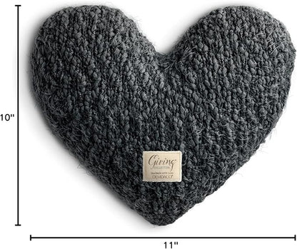 DEMDACO Charcoal Grey Giving Heart 11 x 10 Plush Polyester Decorative Throw Pillow