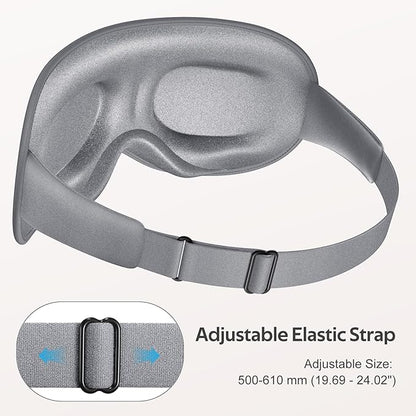 Sleep Mask for Men Women - 100% Blackout Eye Masks for Sleep - 3D Soft Sleeping Mask for Side Sleepers - Zero Pressure Lash Extensions Eye Cover Shade for Airplane Travel Essentials, Grey