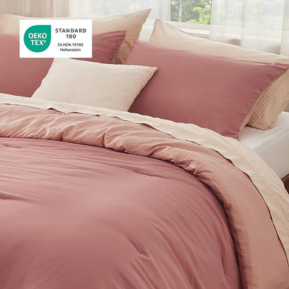 Bedsure Twin/Twin XL Comforter Set, Pink Clay Soft Prewashed Bedding for All Seasons, 2 Pieces GentleSoft™ Bed Set, 1 Lightweight Comforter (68"x88") and 1 Pillowcase (20"x26")