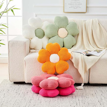 Flower Throw Pillow, Cute Flower Shaped Pillow Decorative Throw Pillow for Bed Couch, Soft Daisy Pillows Floor Seating Cushion Cushions (14.9 Inch Sage Green)