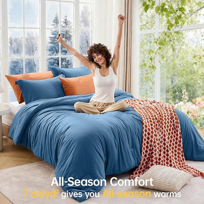 MUXHOMO Queen Comforter Set, All Season Ultra Soft Down Alternative Bedding - 3 Piece Lightweight Bed Set Includes 1 Comforter (90"x90") and 2 Pillow Shams (20"x26"), Teal