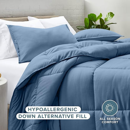 Bare Home Comforter Set - King/California King Size - Ultra-Soft - Goose Down Alternative - Premium 1800 Series - All Season Warmth (King/Cal King, Coronet Blue)