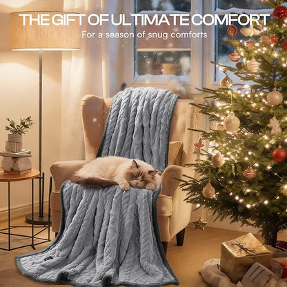 Luciphia Waterproof Pet Blanket, Liquid Pee Proof Dog Blanket for Sofa Bed Couch, Reversible Sherpa Fleece Furniture Protector Cover for Small Medium Large Dogs Cats, Light Grey King Size（90" x 82"）