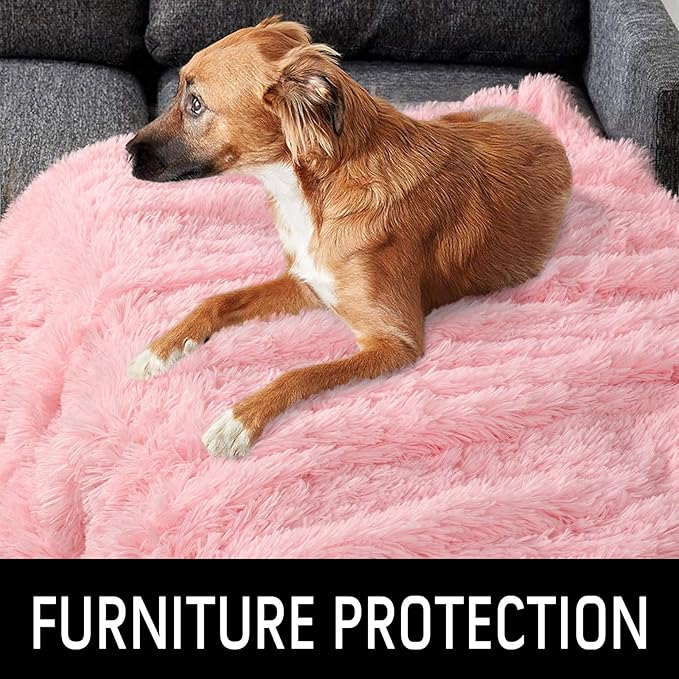 LOCHAS Luxury Fluffy Dog Blanket, Extra Soft and Warm Sherpa Fleece Pet Blankets for Dogs Cats, Plush Furry Faux Fur Puppy Throw Cover, 20''x30'' Pink