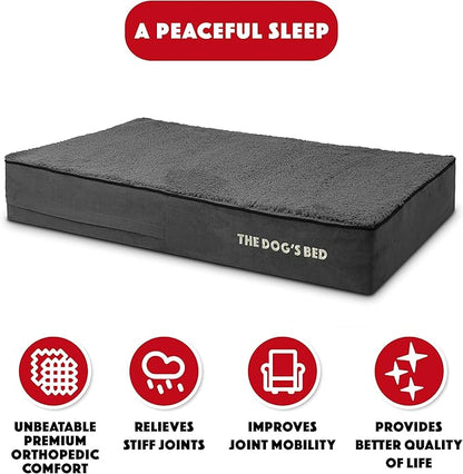 The Dog’s Bed Orthopedic Memory Foam Dog Bed Mattress, Plush Fabric, Grey Plush, L, 6-Inch