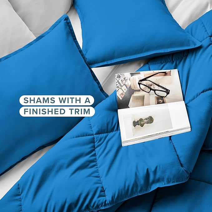 Bare Home Comforter Set - Full Size - Ultra-Soft - Goose Down Alternative - Premium 1800 Series - All Season Warmth (Full, Medium Blue)