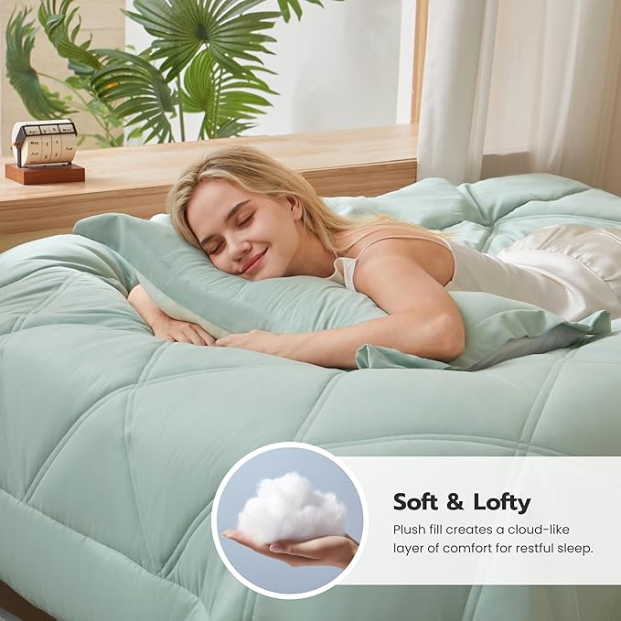 Joiedomi Twin Comforter Set with Sheets Sage Green, 5 Pieces Twin Bedding Sets with 1 Down Alternative Comforter, 1 Flat Sheet, 1 Fitted Sheet, 1 Pillowcase and 1 Pillow Sham Bed in a Bag All Seasons