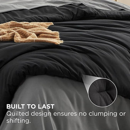Bedsure King Size Comforter Set - 7 Pieces Black King Bedding Set for All Seasons, Boho Contrasting Design Bed in a Bag with Comforter, Sheets, Pillowcases & Shams