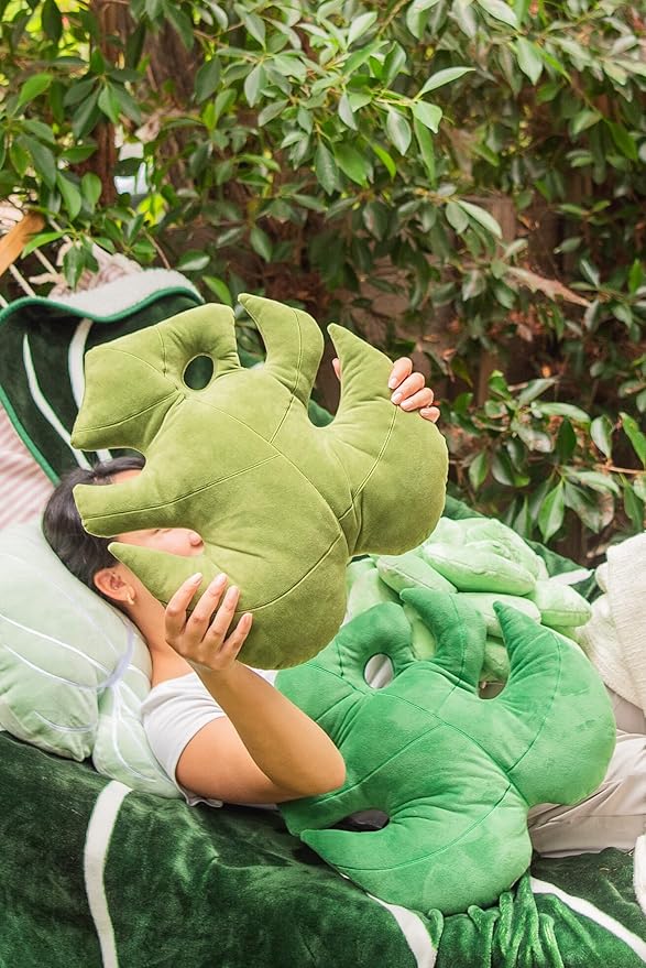 Green Philosophy Co. Monstera Leaf Pillow - Mossy Earth - Large Soft Plant-Shaped Plush Cushion for Couch, Bed, or Reading Nook - Cute & Unique Nature-Inspired Decor Super Soft & Cuddly Throw Pillow