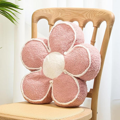 Sioloc Flower Shaped Pillow Daisy Pillows Floor Cushion Pastel Cute Seat Cushions Aesthetic Classroom Dorm Decorative Fun Throw Pillow for Bed,Couch(Blush,15.7")