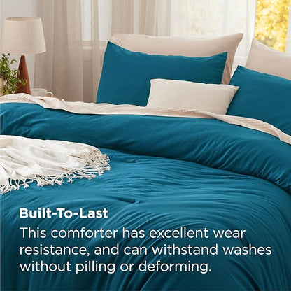 Bedsure Queen Comforter Set, Teal Soft Prewashed Bedding for All Seasons, 3 Pieces GentleSoft™ Bed Set, 1 Lightweight Comforter (90"x90") and 2 Pillowcases (20"x26")